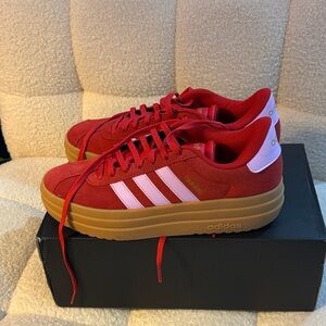 Adidas Red Sneakers with Light Pink Accents